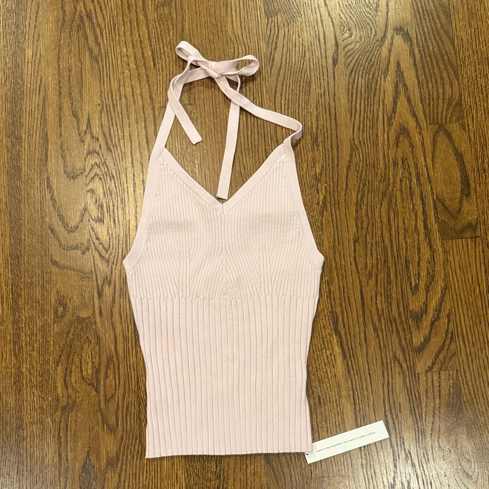 Reformation Blush Ribbed Halter Tank Top